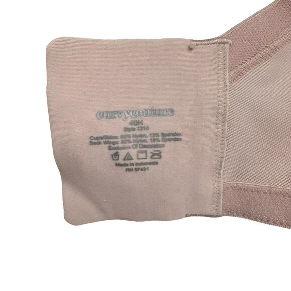 CURVY COUTURE Sheer Mesh Plunge T-Shirt Bra in Pale Pink Size 40H Style #1310 - Picture 3 of 5